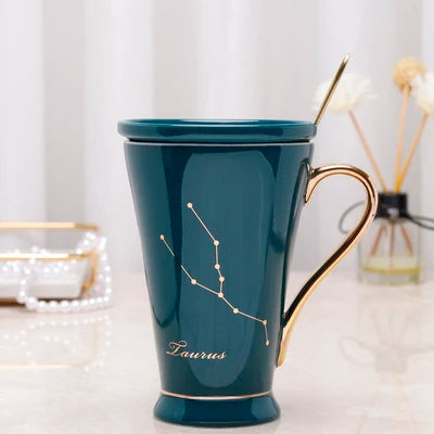 Zodiac Keramikbecher - Rosa Marmor Design, 400ml