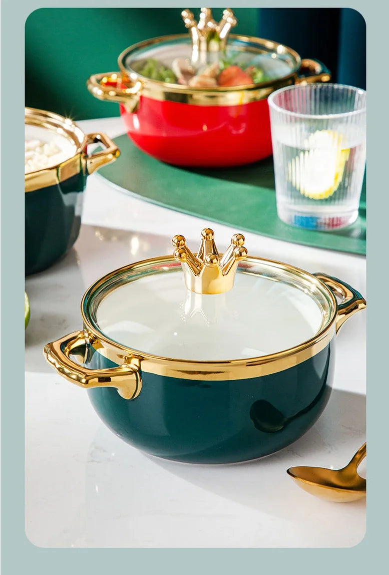 Nordische Keramikschüssel – Porzellan mit Deckel – 16 x 11 cm