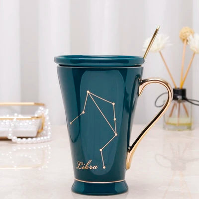 Zodiac Keramikbecher - Rosa Marmor Design, 400ml