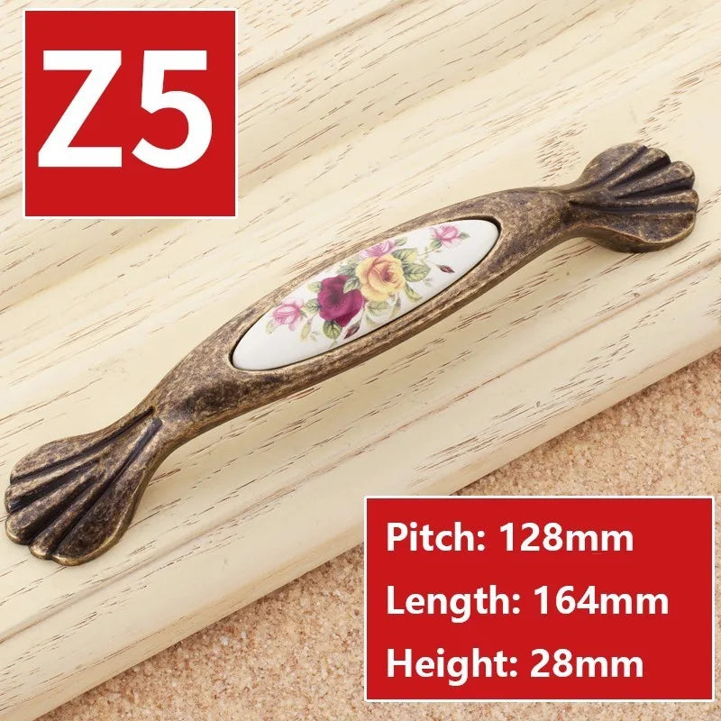 Vintage Möbelgriffe - Keramik & Zinklegierung - Antik Bronze