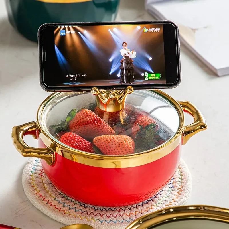 Nordische Keramikschüssel – Porzellan mit Deckel – 16 x 11 cm