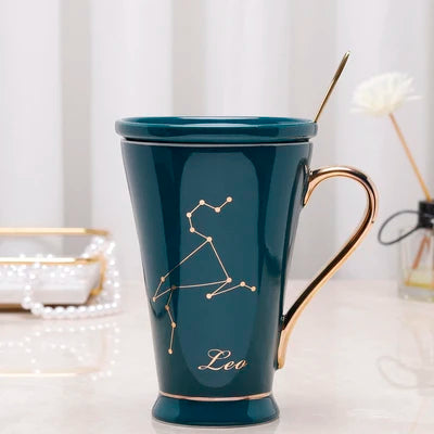 Zodiac Keramikbecher - Rosa Marmor Design, 400ml