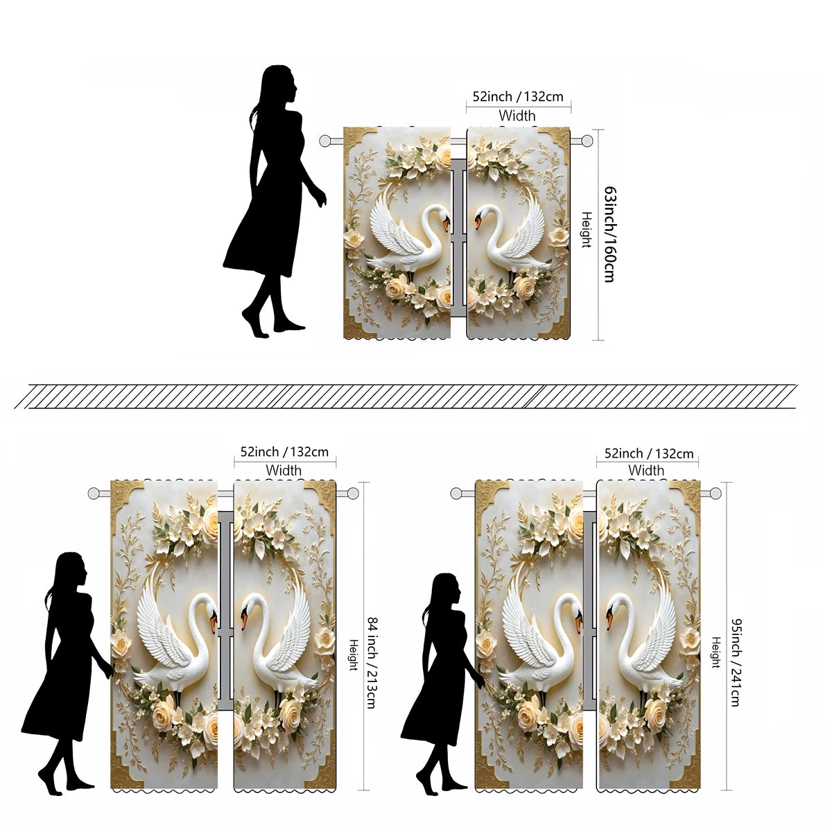 HD Digital Blumen Vorhang – Pastoral Poly – 132x160cm