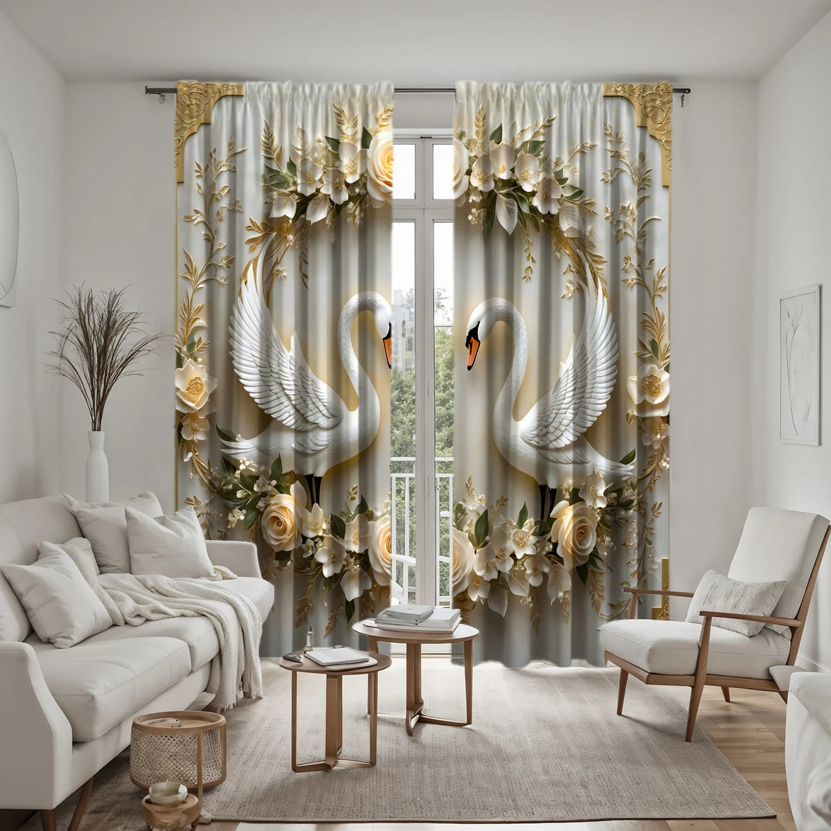 HD Digital Blumen Vorhang – Pastoral Poly – 132x160cm