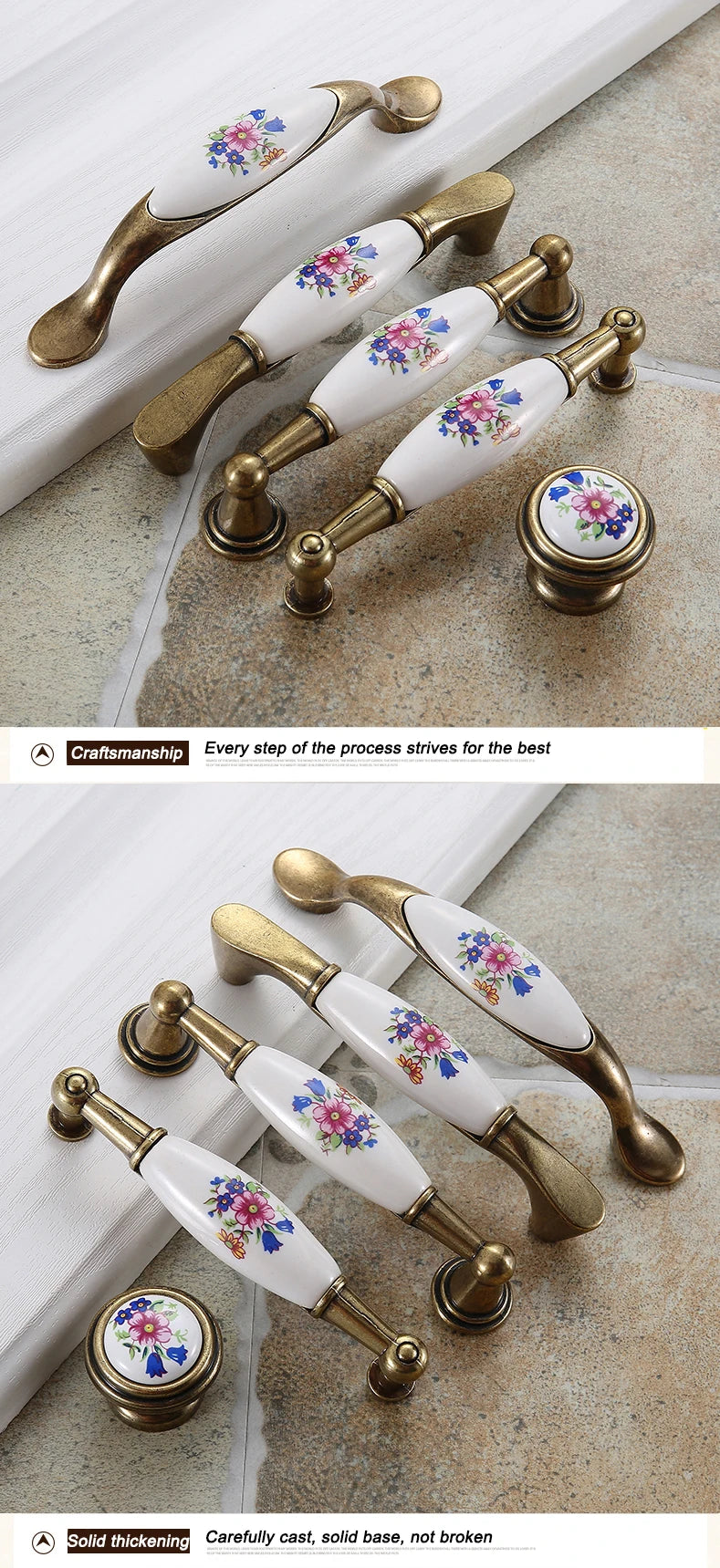 Keramik Möbelgriffe – Landhausstil – 96 mm