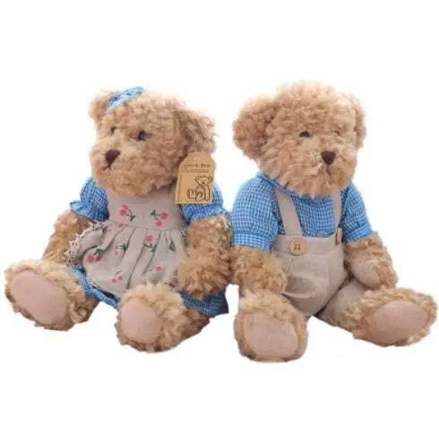 Teddybären-Paar – Weicher Plüsch mit Kleidung – 26 cm Set