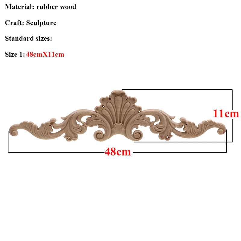 Natürliche Holzschnitzerei – Florales Retro-Applikat – Verschiedene Grössen
