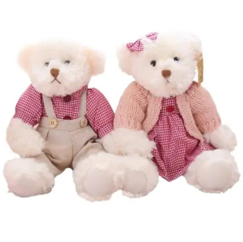 Teddybären-Paar – Weicher Plüsch mit Kleidung – 26 cm Set