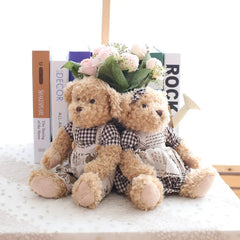 Teddybären-Paar – Weicher Plüsch mit Kleidung – 26 cm Set
