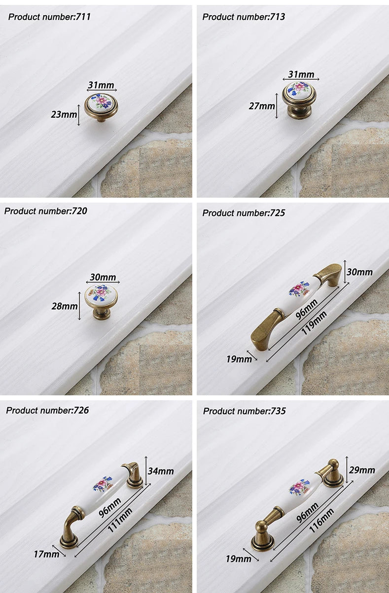 Keramik Möbelgriffe – Landhausstil – 96 mm