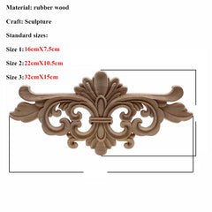 Natürliche Holzschnitzerei – Florales Retro-Applikat – Verschiedene Grössen