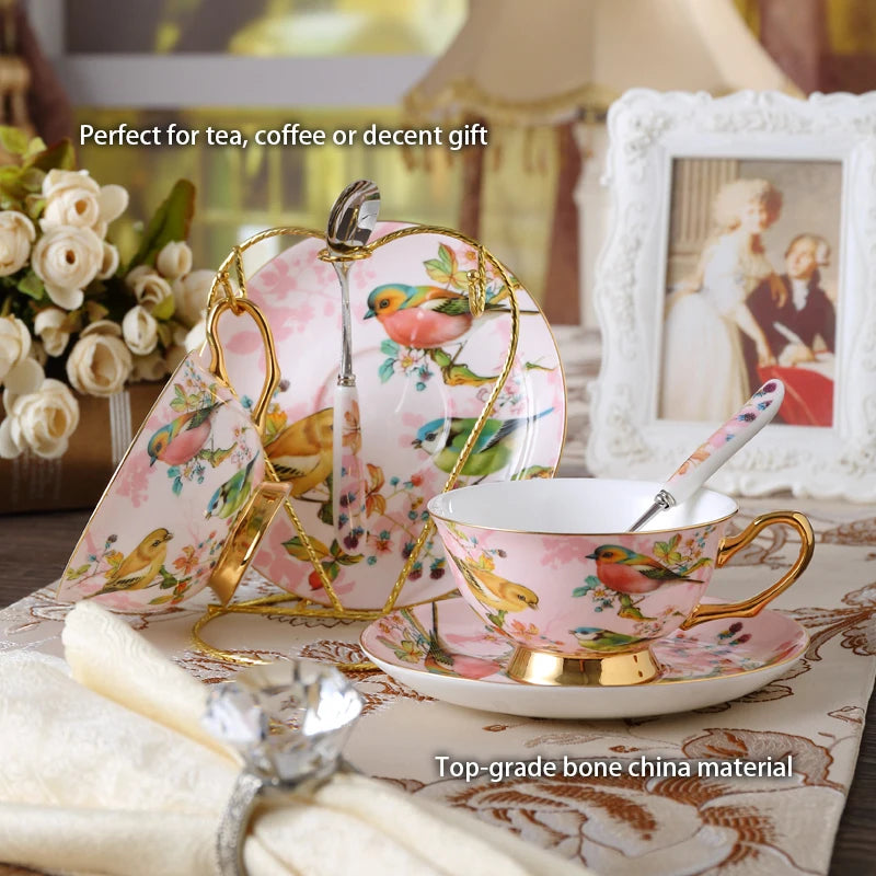 Pink Bird China Set – Elegantes Feinporzellan – Mehrteilig