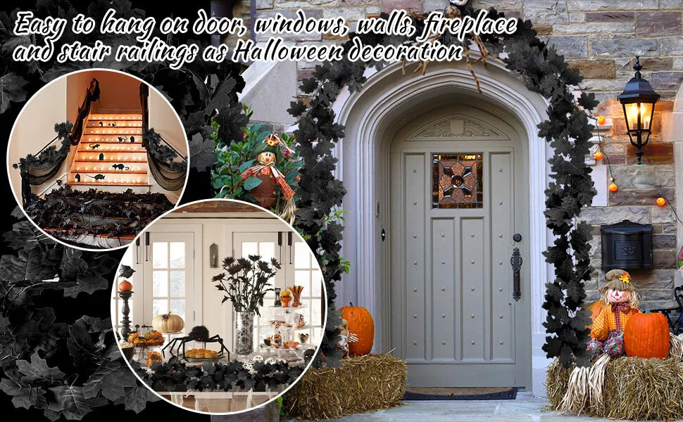 Halloween Ahornblatt Girlande – Elegantes Schwarzes Design