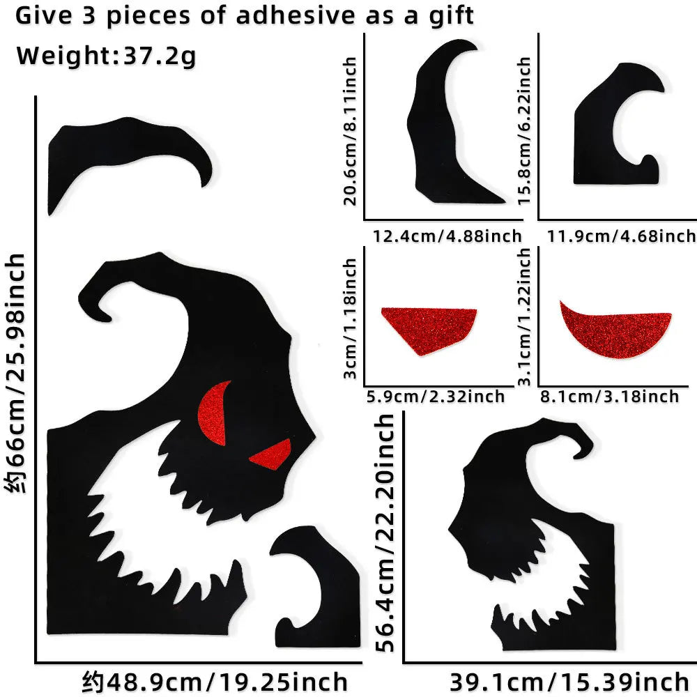 Halloween-Aufkleber – Filzskelett & Kürbis – Türdeko