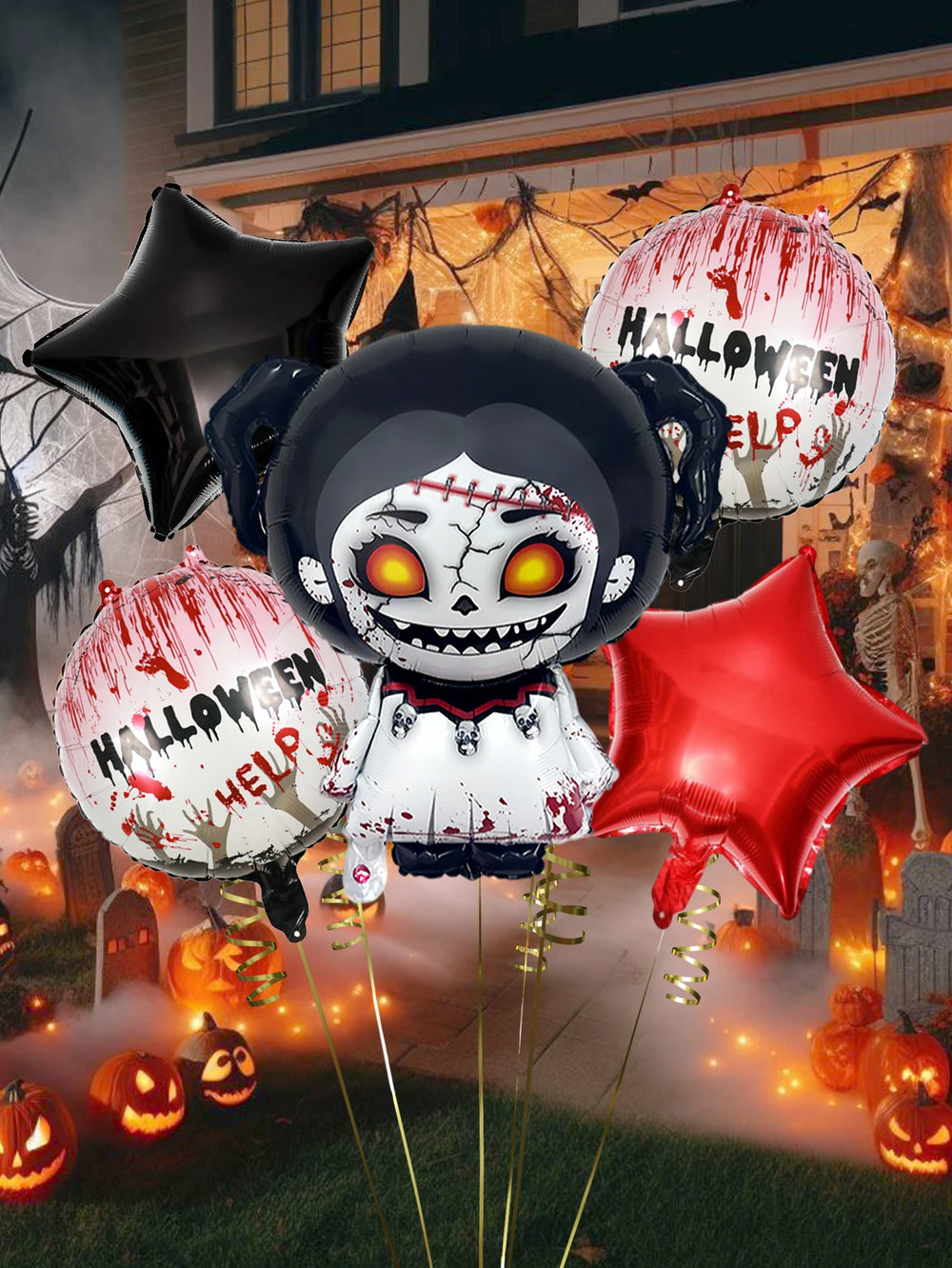 Halloween Ballons – Folien-Design – 5er Set