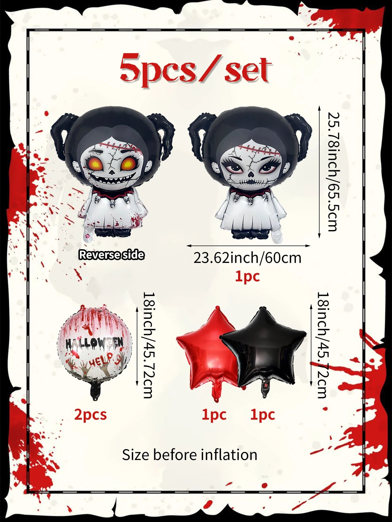 Halloween Ballons – Folien-Design – 5er Set