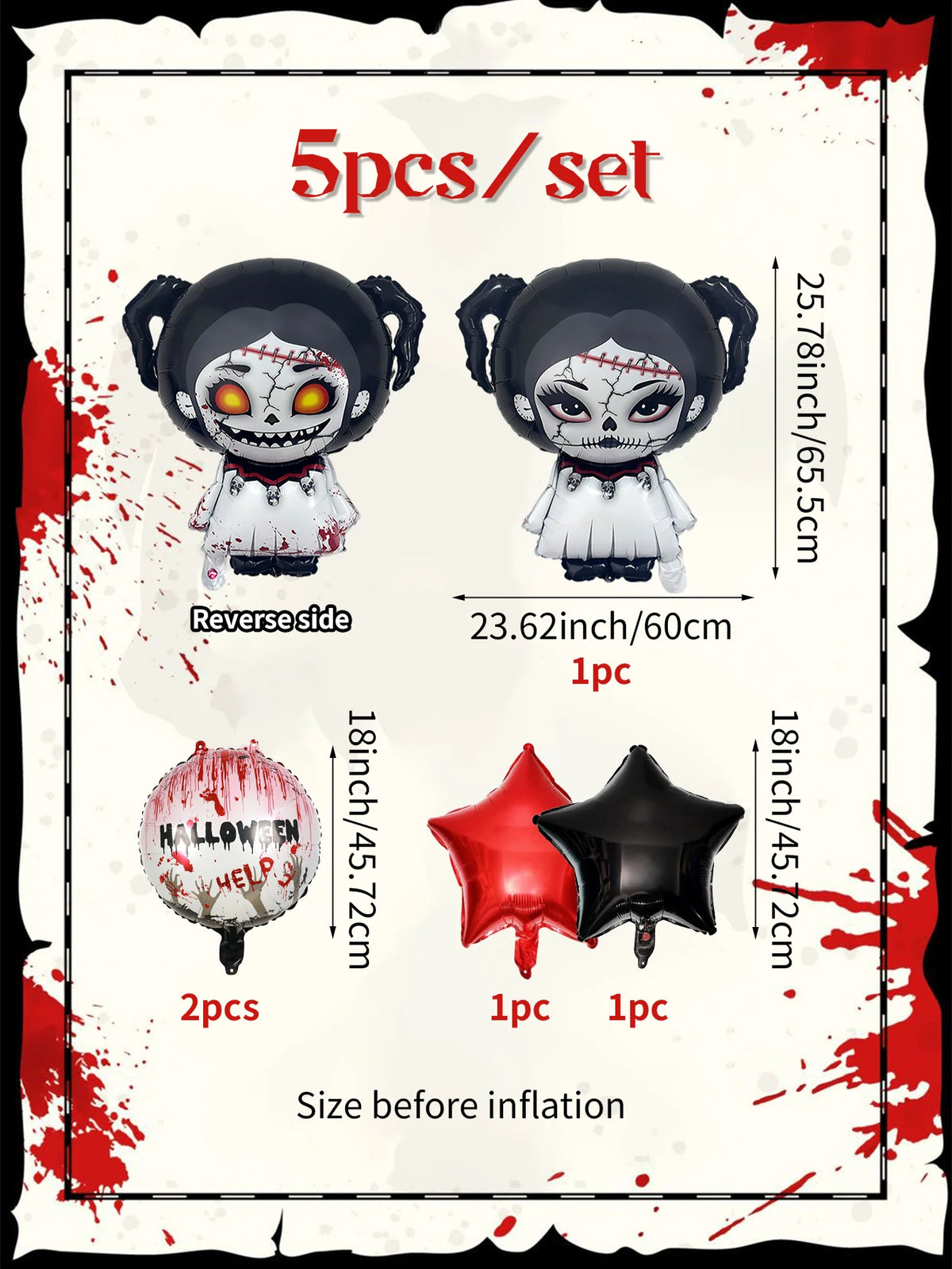 Halloween Ballons – Folien-Design – 5er Set