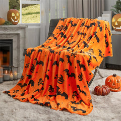 Halloween-Decke – Flanell Fledermäuse & Totenköpfe – 200x150cm
