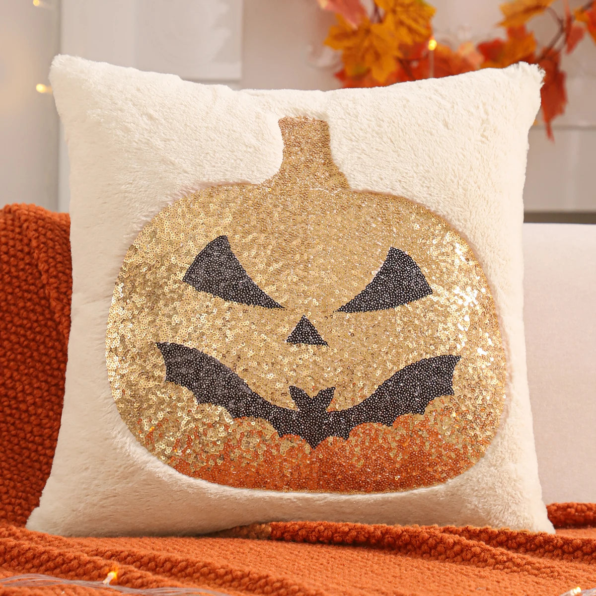 Halloween Deko-Kissenbezug – Paillettenstickerei – 450mm