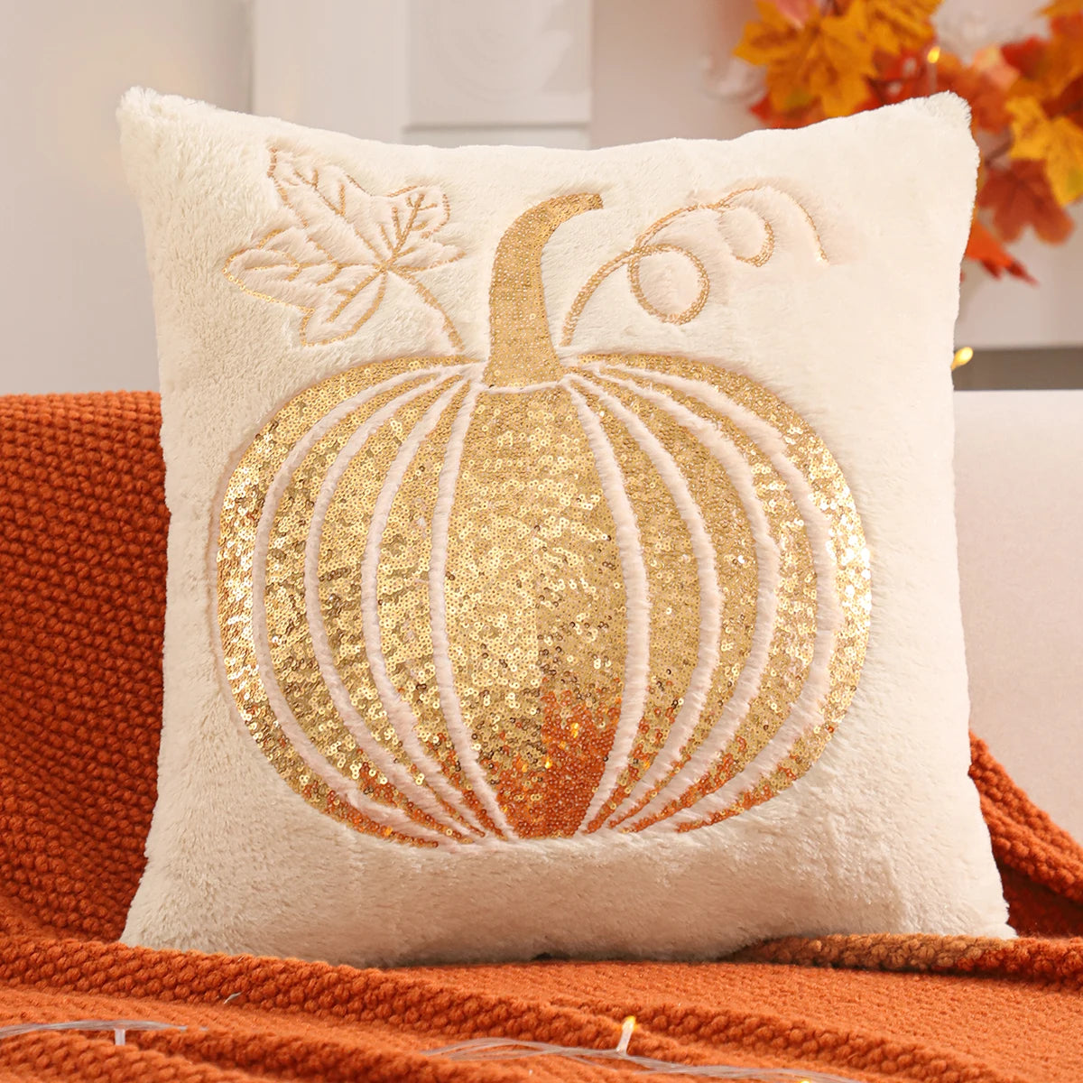 Halloween Deko-Kissenbezug – Paillettenstickerei – 450mm