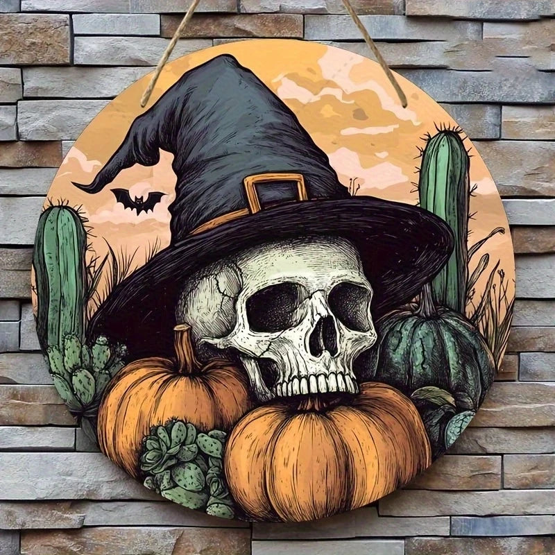 Halloween-Dekor – Rundes Holzschild – Innen & Aussen