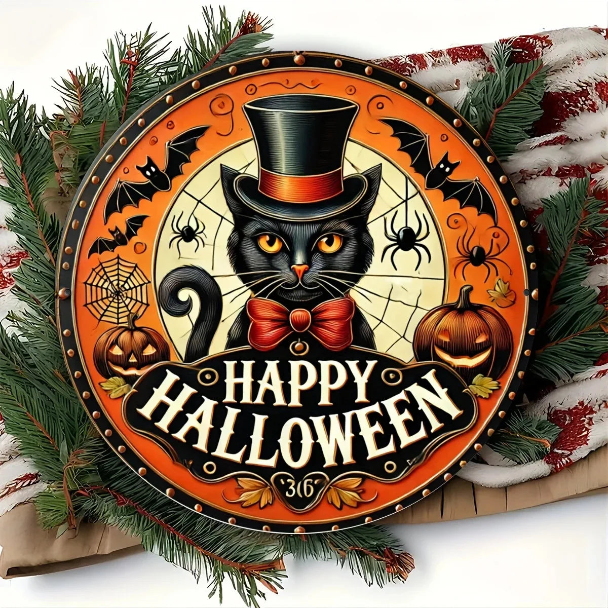 Halloween-Dekor – Rundes Holzschild – Innen & Aussen