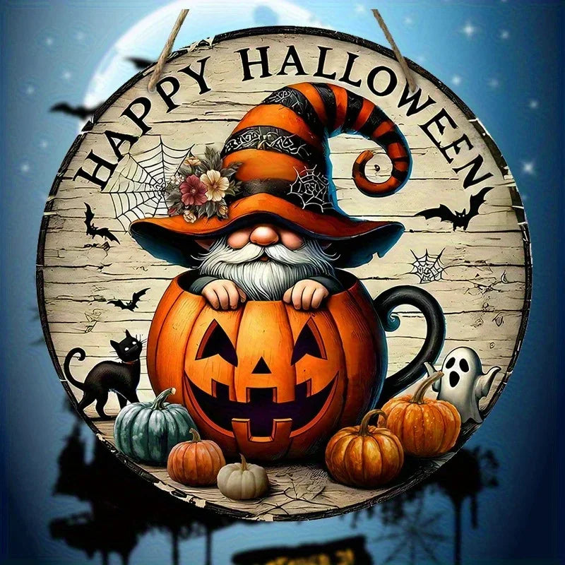 Halloween-Dekor – Rundes Holzschild – Innen & Aussen