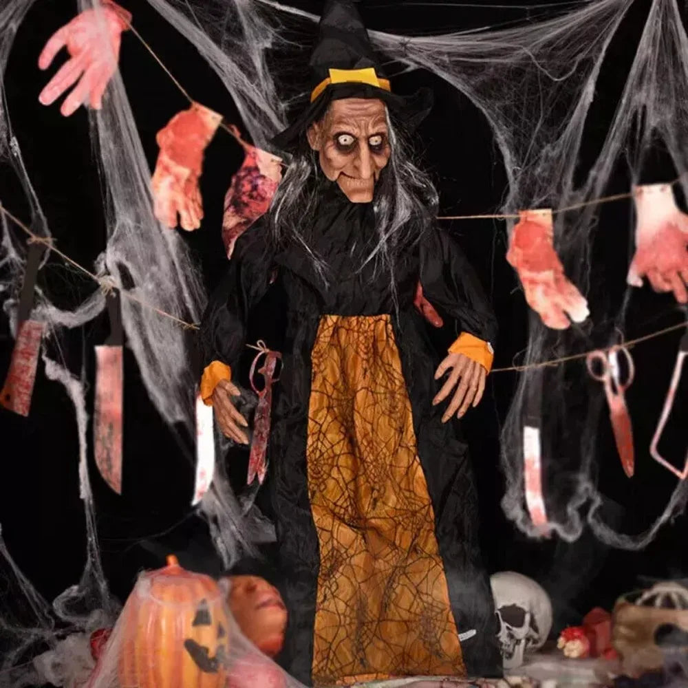 Halloween Hexen Animatronic – Gruseliges Purple Outdoor Prop
