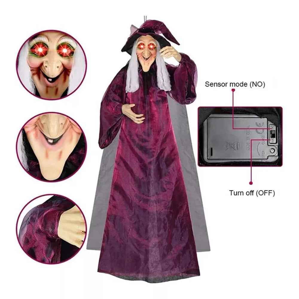 Halloween Hexen Animatronic – Gruseliges Purple Outdoor Prop