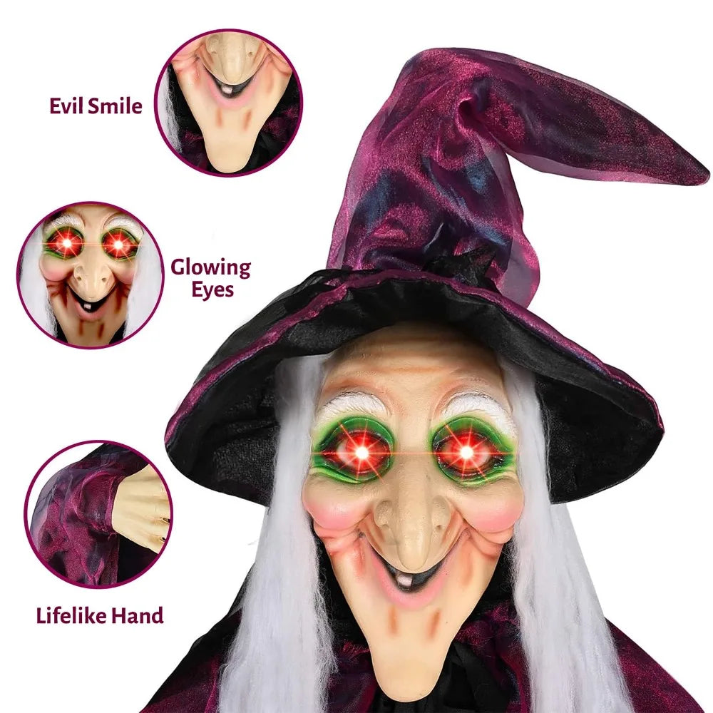 Halloween Hexen Animatronic – Gruseliges Purple Outdoor Prop