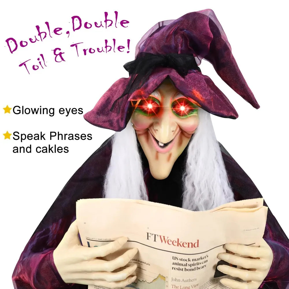 Halloween Hexen Animatronic – Gruseliges Purple Outdoor Prop