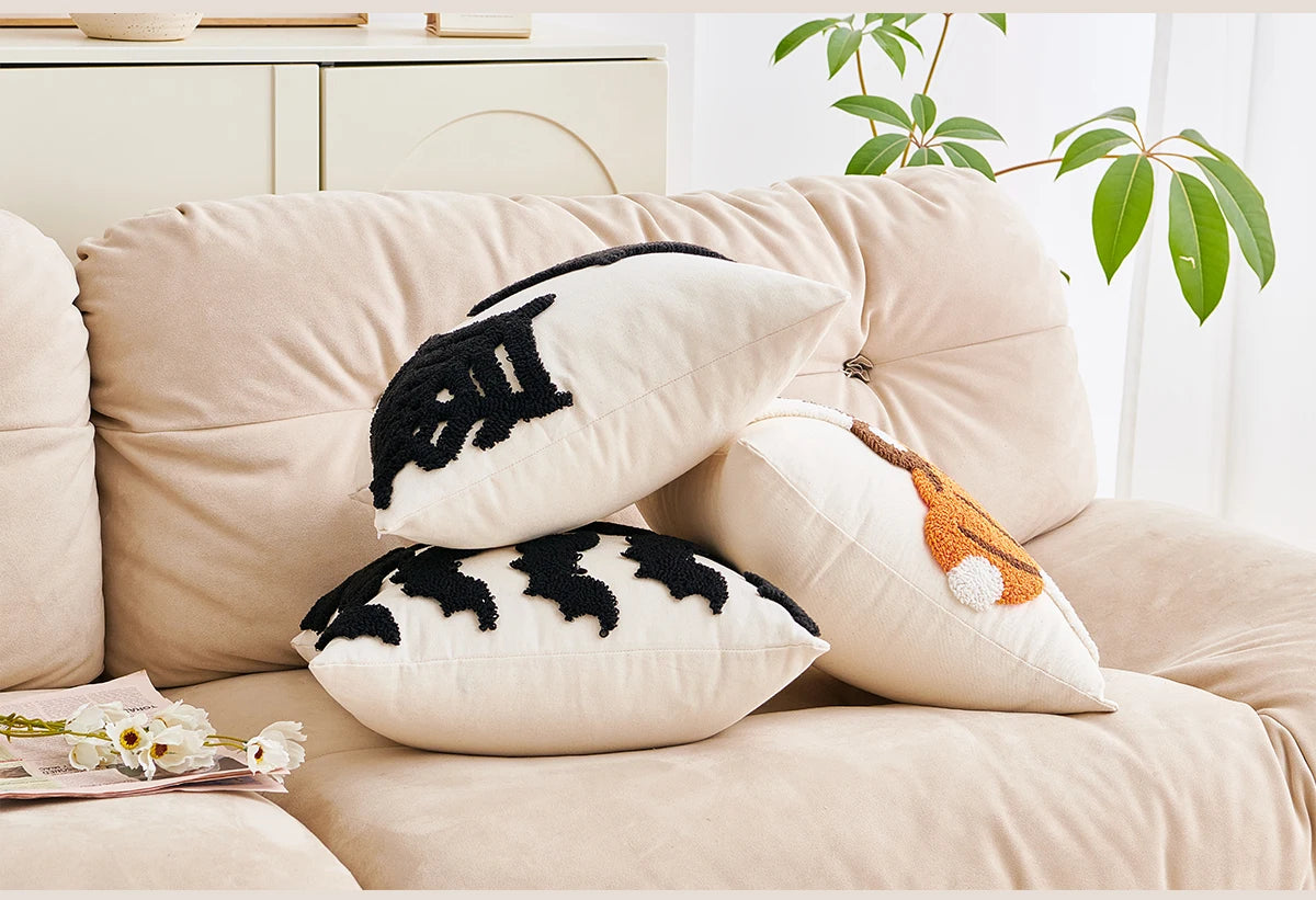 Halloween Kissenbezug – Besticktes Geisterdesign – 45x45cm