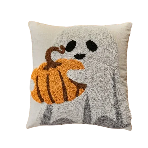 Halloween Kissenbezug – Besticktes Geisterdesign – 45x45cm