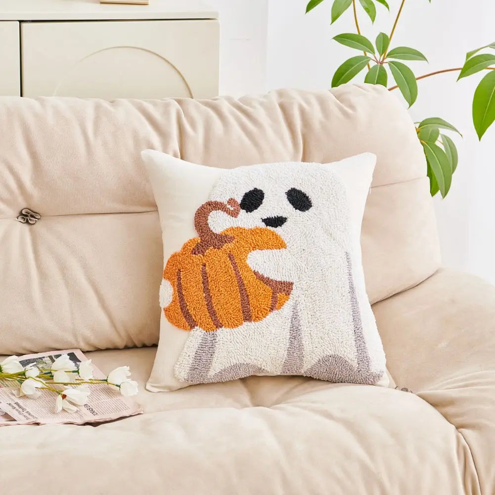 Halloween Kissenbezug – Besticktes Geisterdesign – 45x45cm