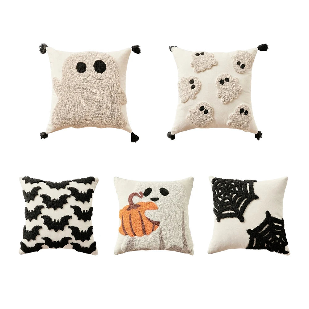 Halloween Kissenbezug – Besticktes Geisterdesign – 45x45cm