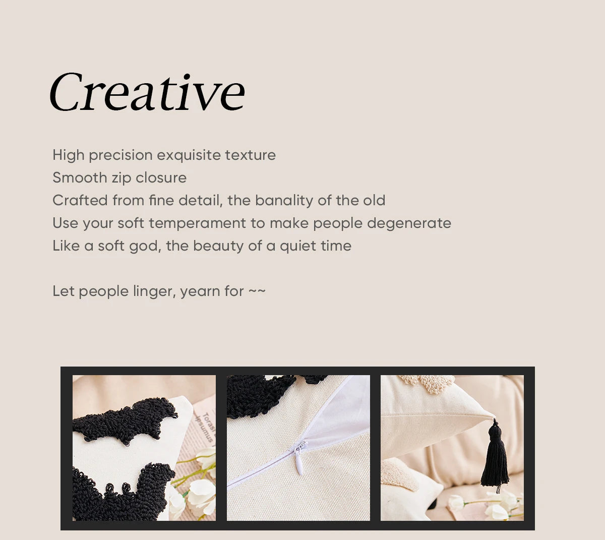 Halloween Kissenbezug – Besticktes Geisterdesign – 45x45cm