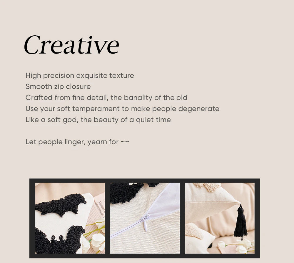 Halloween Kissenbezug – Besticktes Geisterdesign – 45x45cm