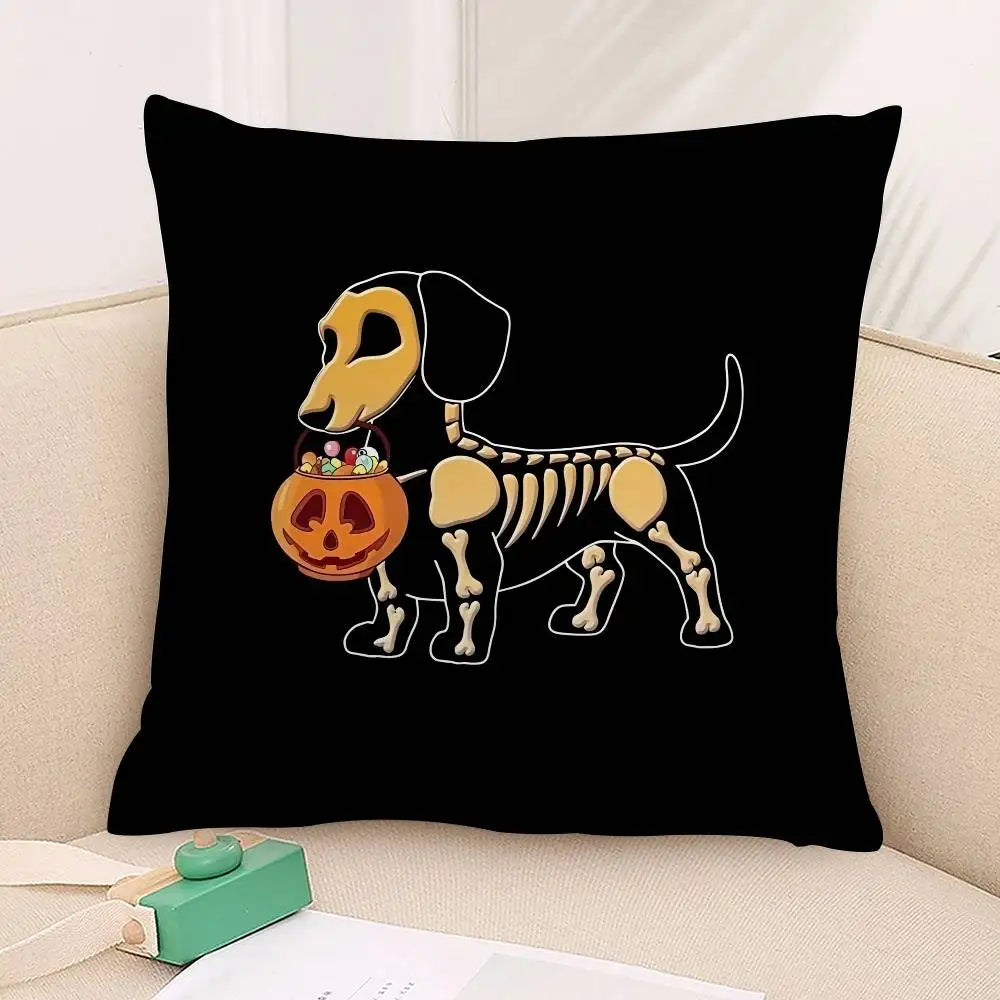 Halloween Kissenbezug Polyester quadratisch 45x45 cm mit Kürbis-Totenkopf-Design