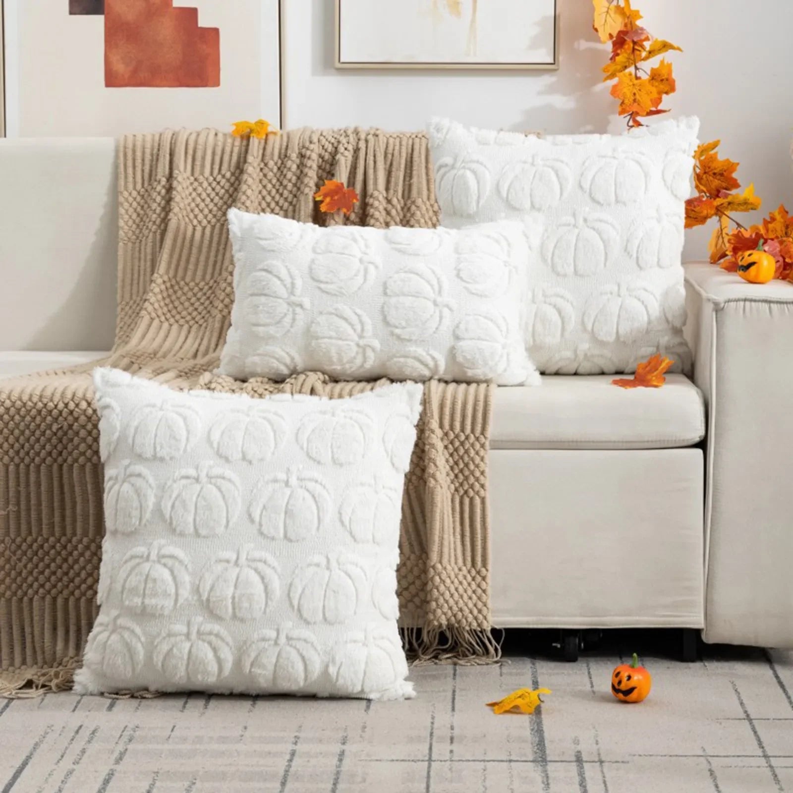 Halloween Kissenhülle – Stilvolle Strick, 100% Baumwolle – 45x45CM