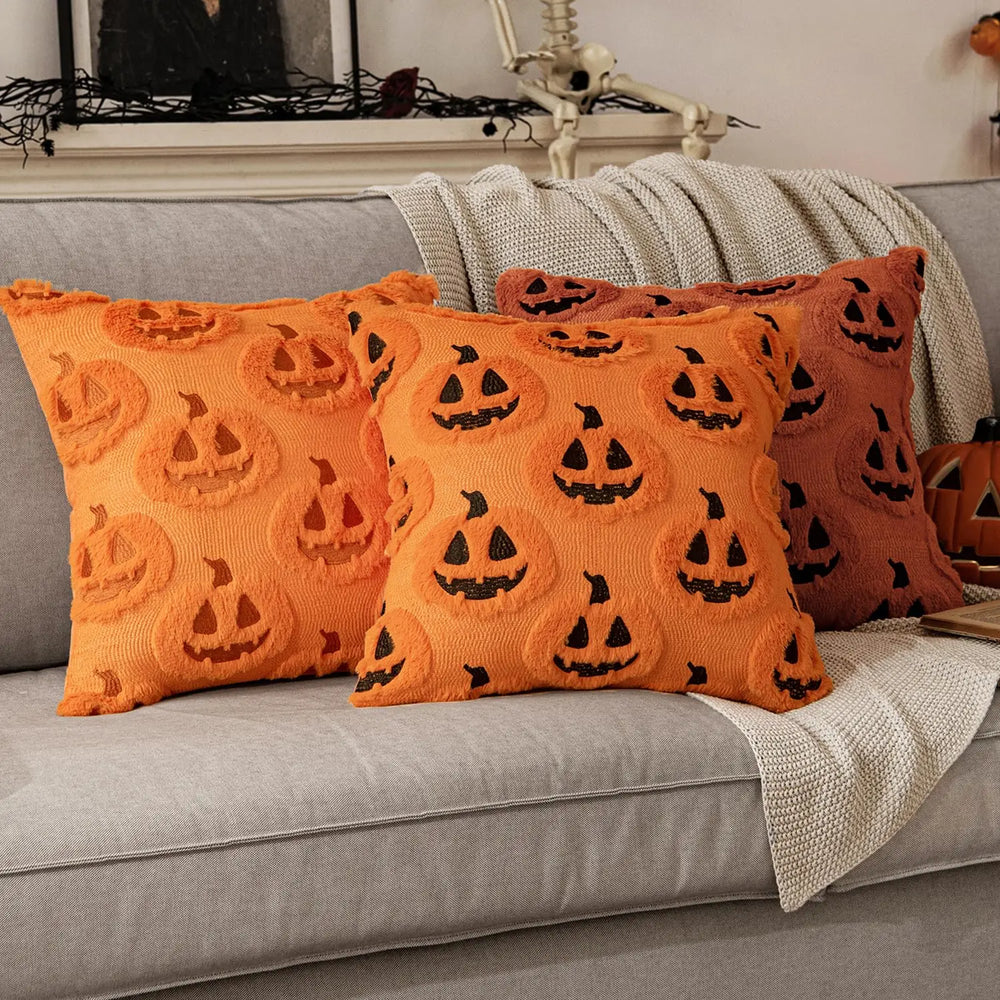 Halloween Kürbis Kissenbezug – Faux Wolle – 45x45CM