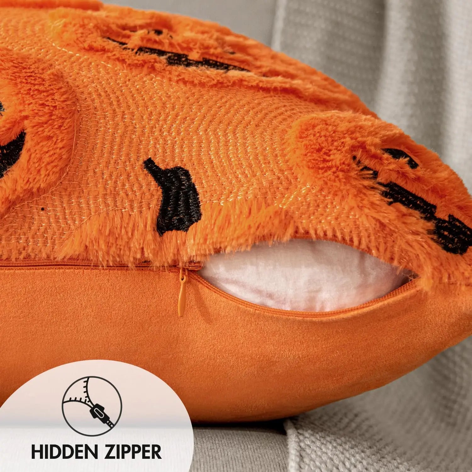 Halloween Kürbis Kissenbezug – Faux Wolle – 45x45CM