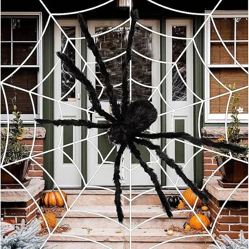 Halloween Riesenspinne – Schwarze Wolle – 30-200cm Deko