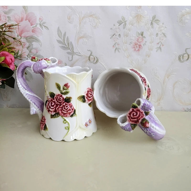 Handbemalte Keramiktasse – Europäischer Stil – 270ml