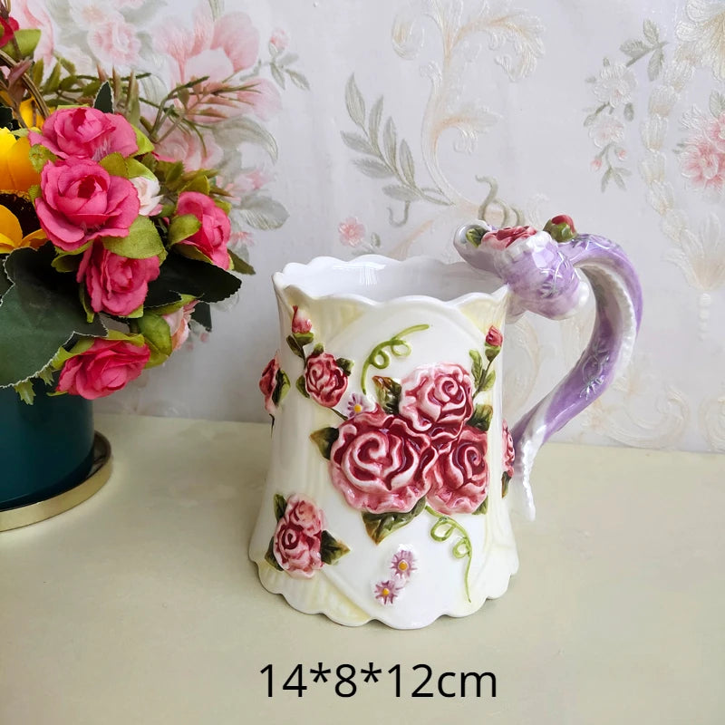 Handbemalte Keramiktasse – Europäischer Stil – 270ml