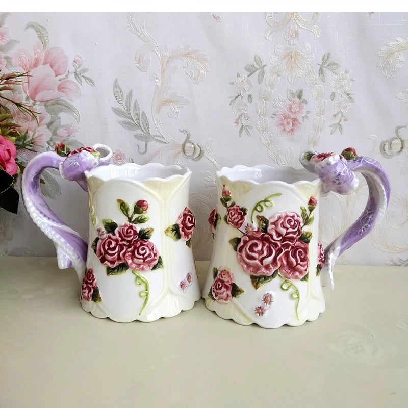 Handbemalte Keramiktasse – Europäischer Stil – 270ml