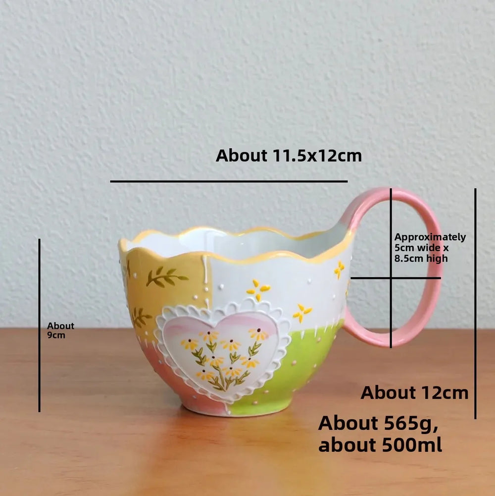 Handbemalte Keramiktassen – 430ml – Frühstücksgenuss