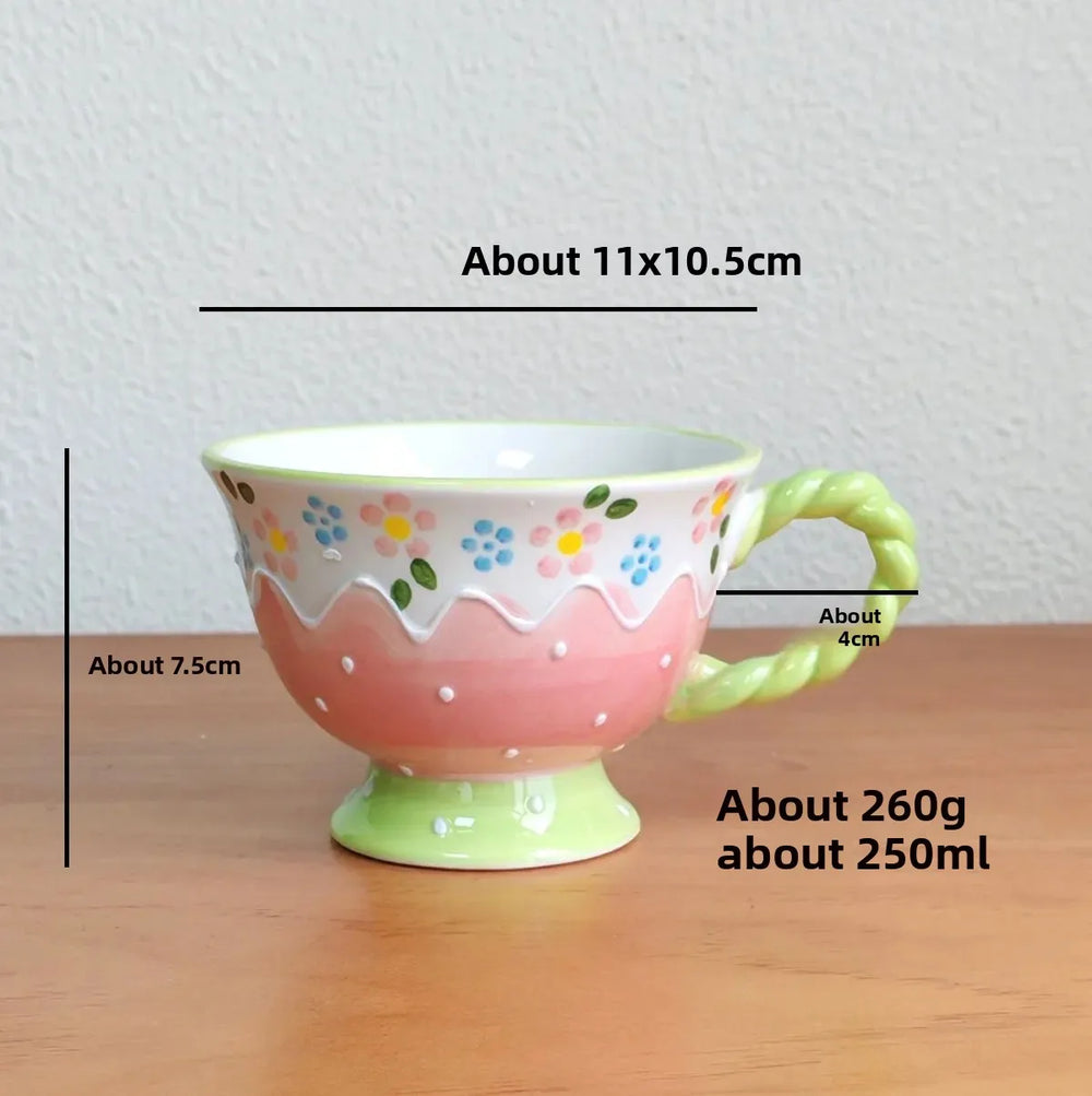 Handbemalte Keramiktassen – 430ml – Frühstücksgenuss