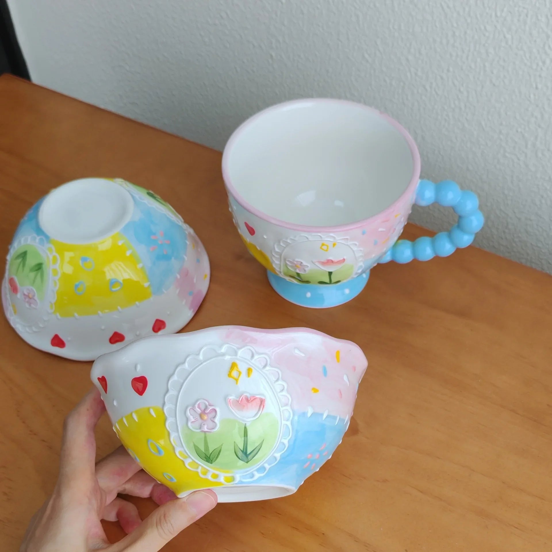 Handbemalte Keramiktassen – 430ml – Frühstücksgenuss