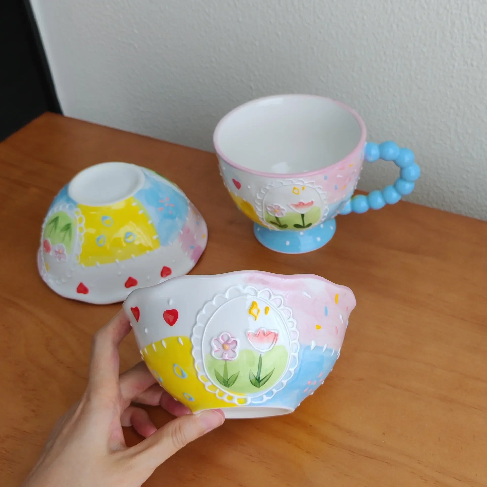 Handbemalte Keramiktassen – 430ml – Frühstücksgenuss