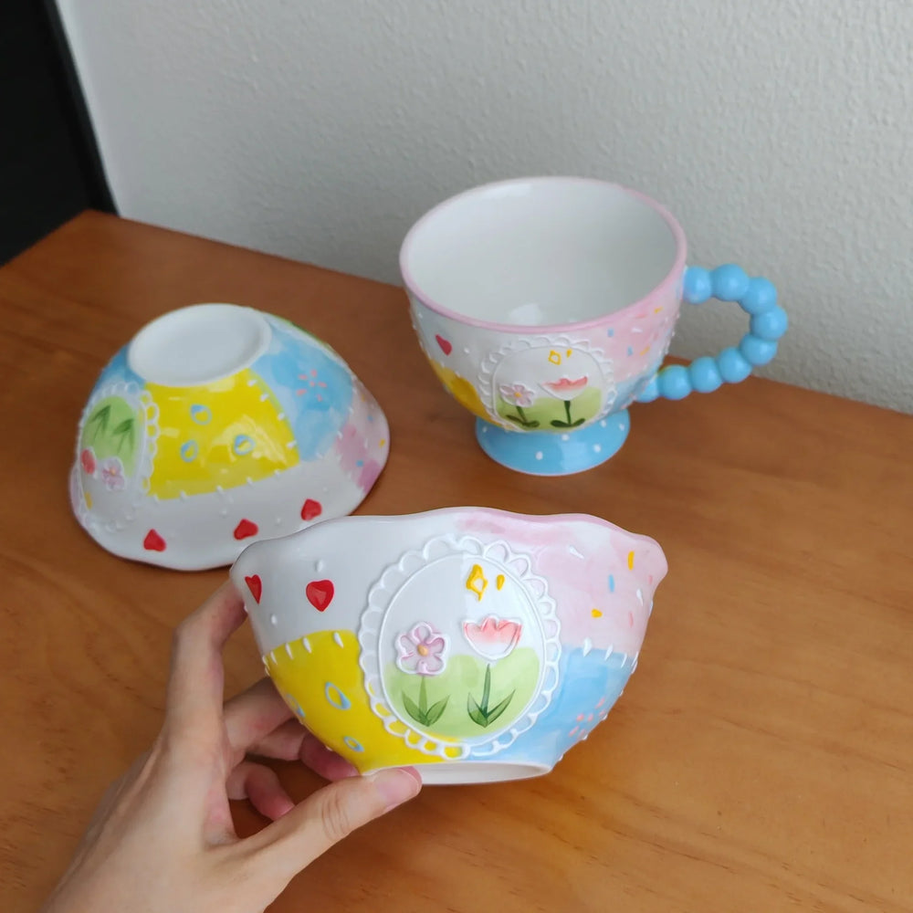 Handbemalte Keramiktassen – 430ml – Frühstücksgenuss